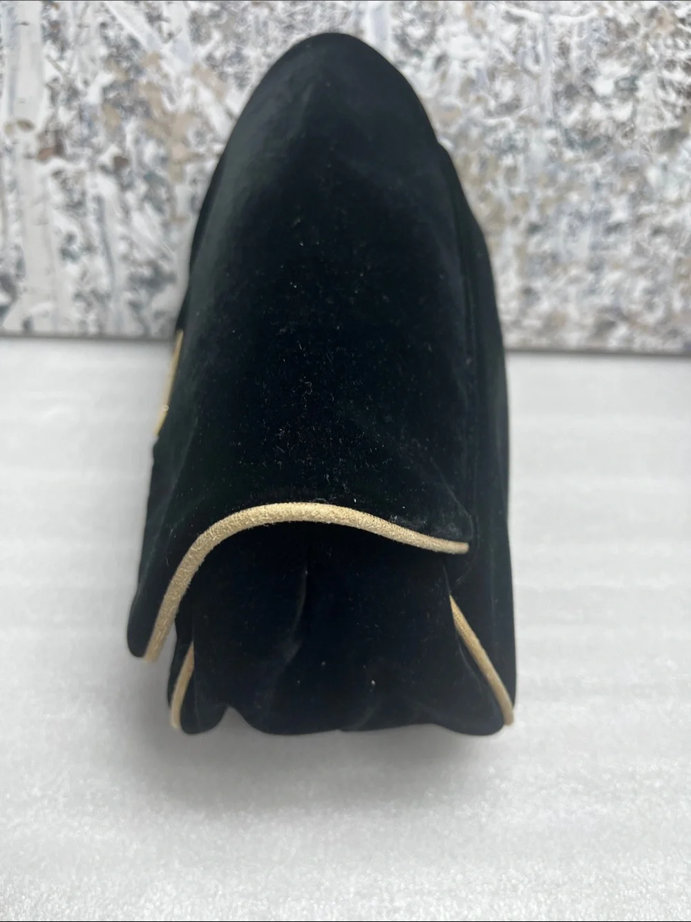 Dior Parfumes Black Velvet Quilted Clutch w/ Metallic Gold Pipe Trim